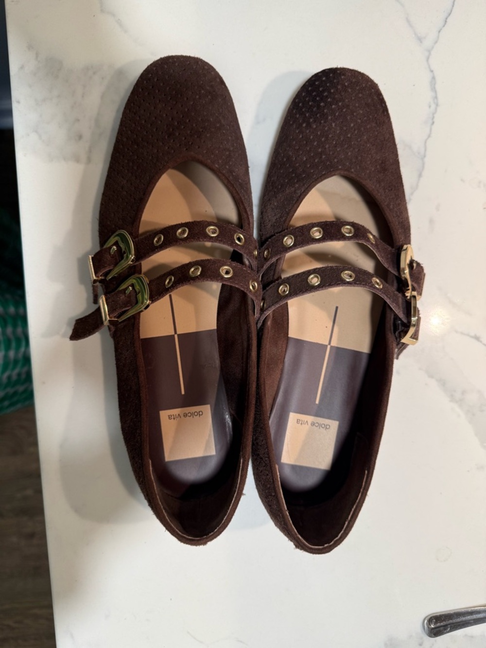Dolce Vita Baylee Ballet Flats Brown Perforated Suede 7.5 - Picture 6 of 7